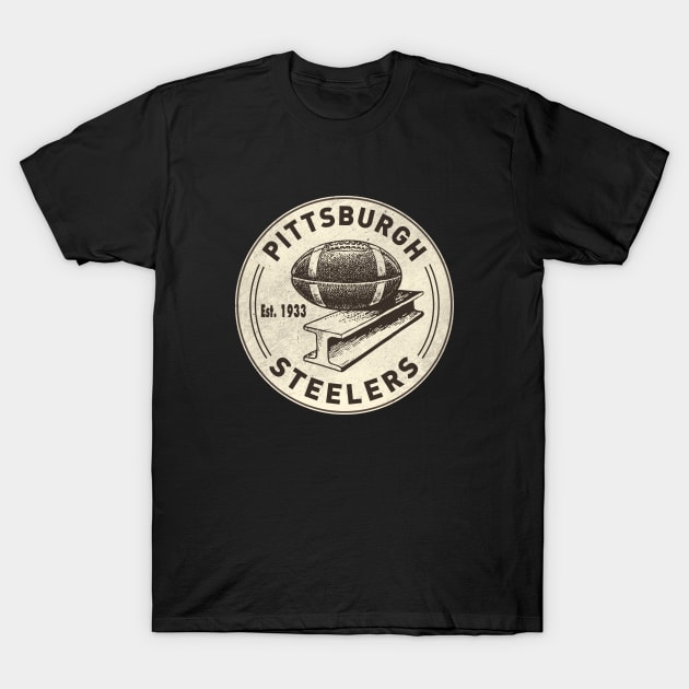 Vintage Pittsburgh Steelers 3 by Buck Tee T-Shirt by Buck Tee